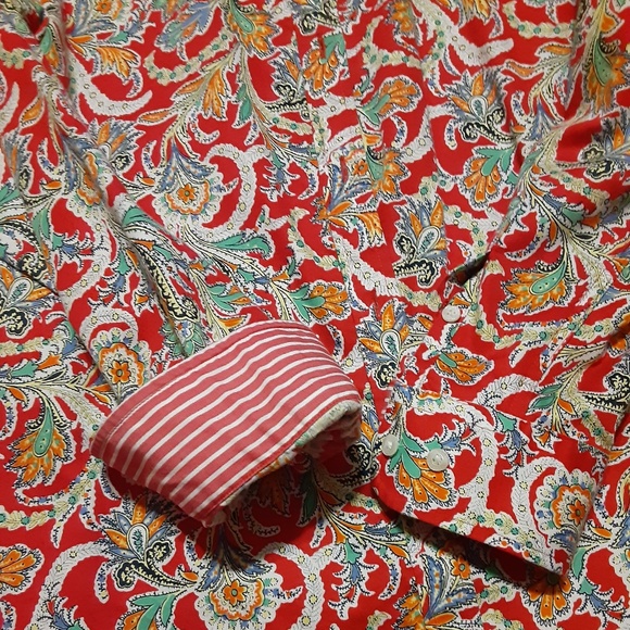 Chaps Paisley No Iron Button Down Blouse - Picture 5 of 5
